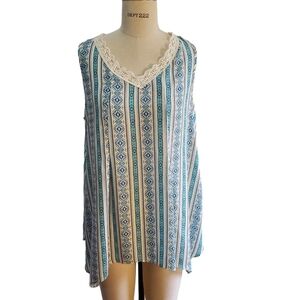 Sami & Jo Women's Boho‎ Lace Uneven Hem Top Size 1X NWOT